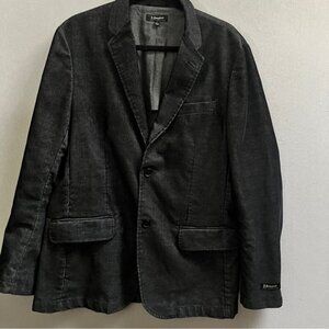 J Campbell Black Gray Corduroy Jacket Blazer Sz L